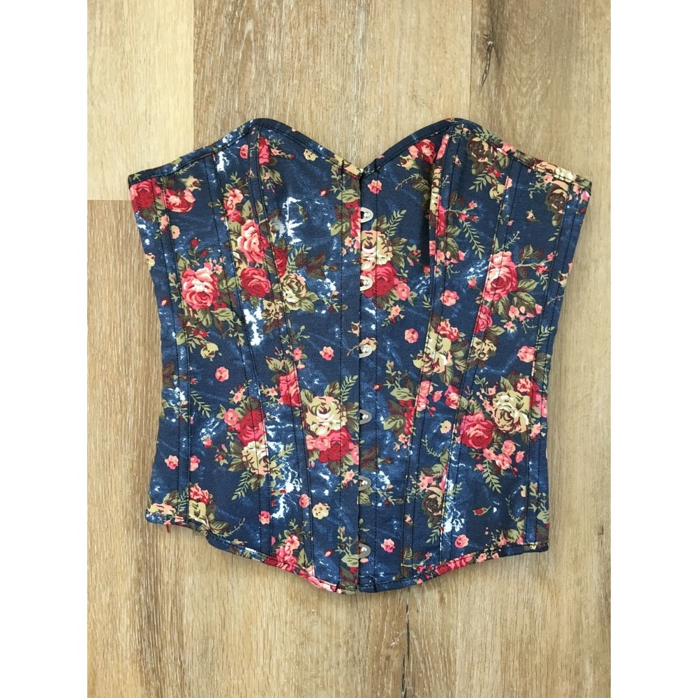 Womens Floral Corset Top Lace Up Bustier Whimsigoth Festival Boho